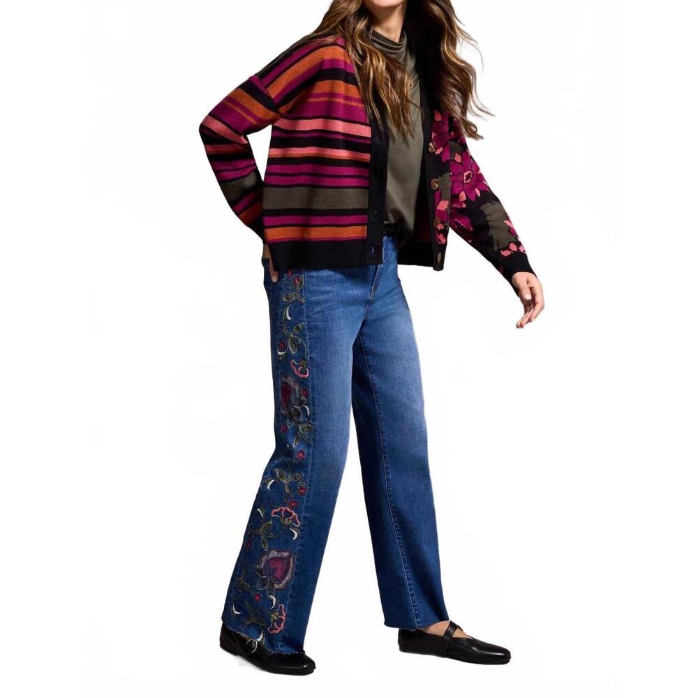 NEW TRIBAL double knit combo print cardigan in black/multi - Picture 4 of 5